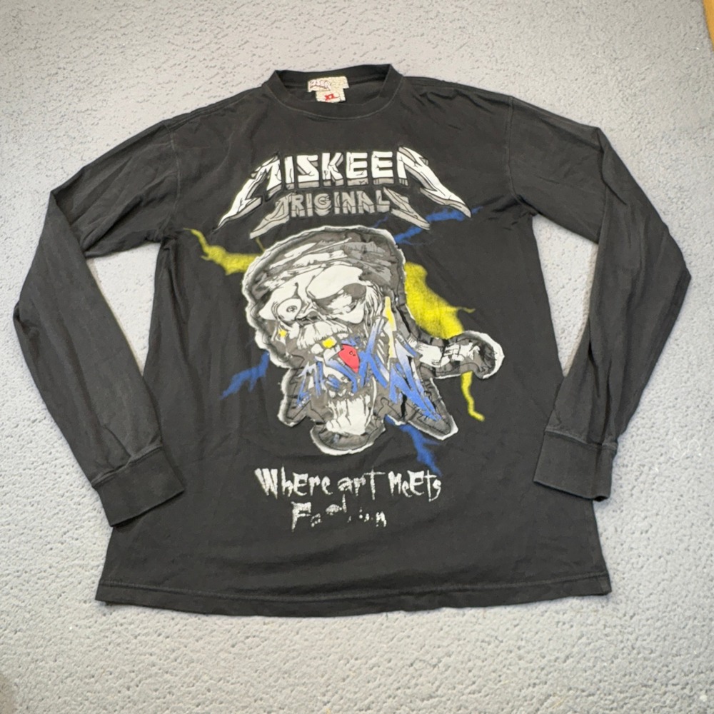 Miskeen Originals Shirt Mens XL Black Graphic Skull Art Meets Fashion Long